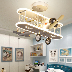 New Model Children's Room Helicopter Aircraft Led Ceiling Fan Light  Lamp With Remote Control for Kids Bedroom