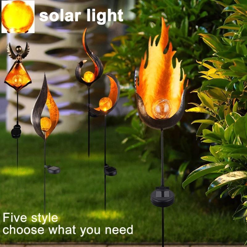 Hyper tough solar led security light flame effect outdoor lamp garden courtyard ground decorative solar garden light