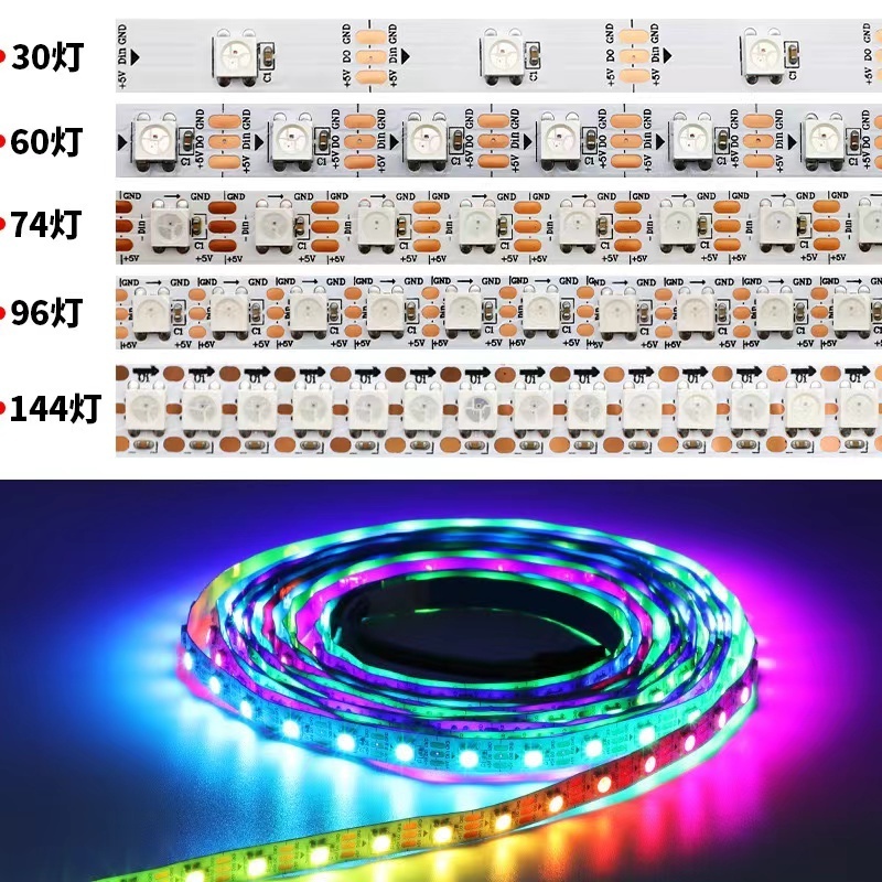 Digital ws2811 5050 rgb 60 leds strip ws2811 12v led strip light waterproof ip65 strips lights