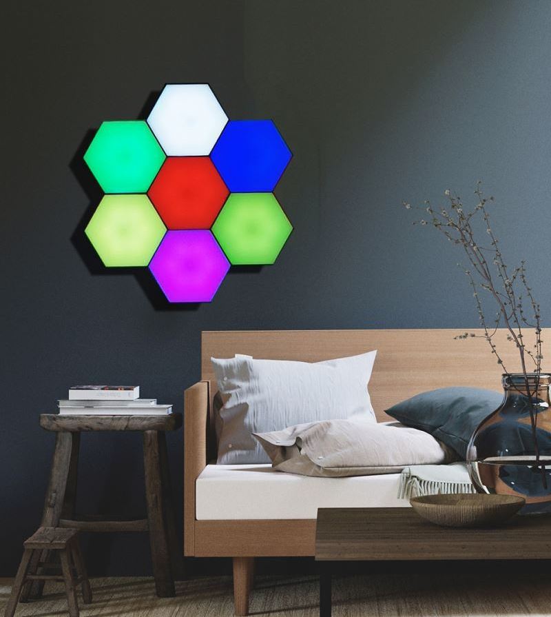 Magnetic Hexagon Creative Decorative Wall Lamp Quantum  Night Light Lamp Led Hex Light Sensor Modular Touch Light