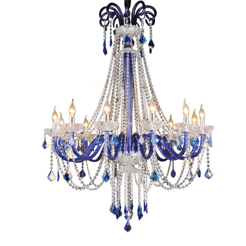 European luxury creative classic Baroque living room dining room crystal chandelier Tiffany retro color glass lamp