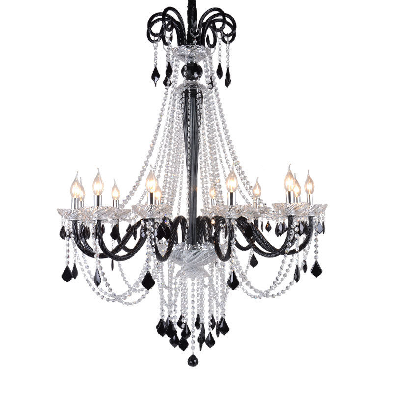 European luxury creative classic Baroque living room dining room crystal chandelier Tiffany retro color glass lamp