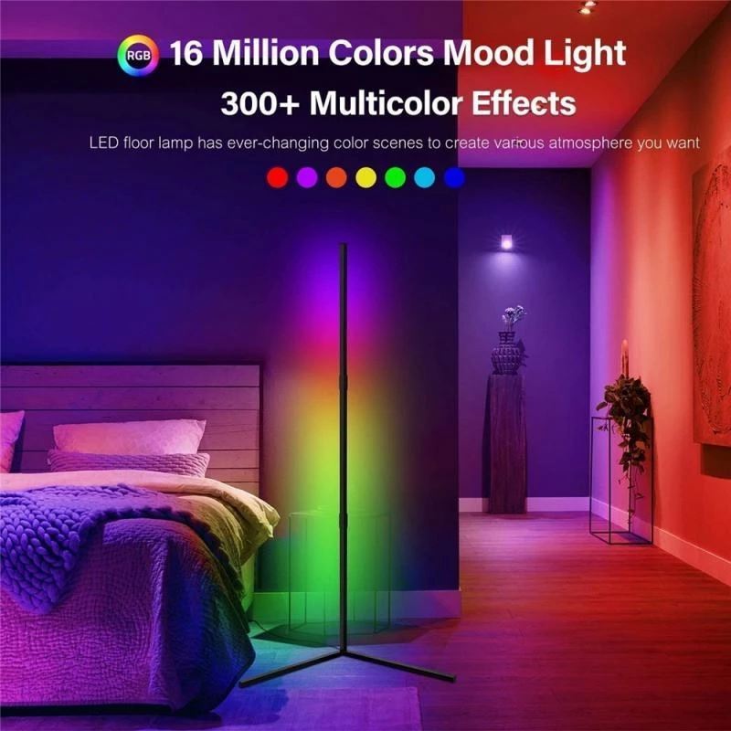 LED indoor modern RGB wall corner floor stand lamp mood light with remote control RGB night light for home bedroom decoration