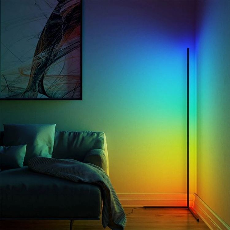 smart 3-Grade Brightness corner Led standing corner Floor Lamp With Wireless Remote Control fancyRGB Light for home