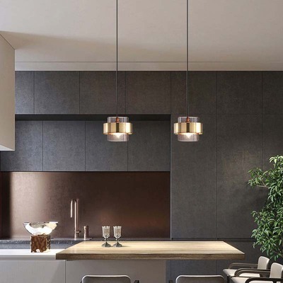 Crystal Iron Pendant Lamp Hanging Chandelier Bar Ring Light Luxury Glass Bedroom Living Room Coffee Dining Pendant Light