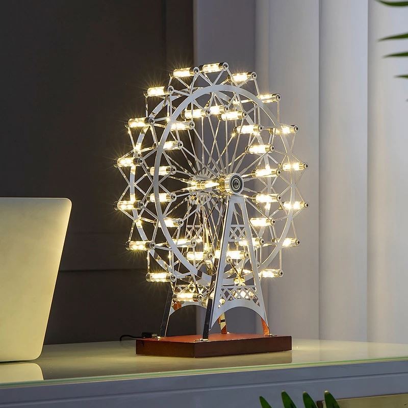 3D Night Light Eiffel Tower 3D Light Lamp 7 Color Changing Desk Table Light Children Lamp with Flat Acrylic Panel & ABS Base