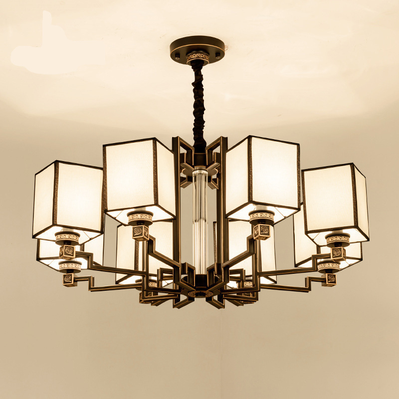 New Chinese style all copper lantern small chandelier Chinese style retro dining room living room entry chandelier