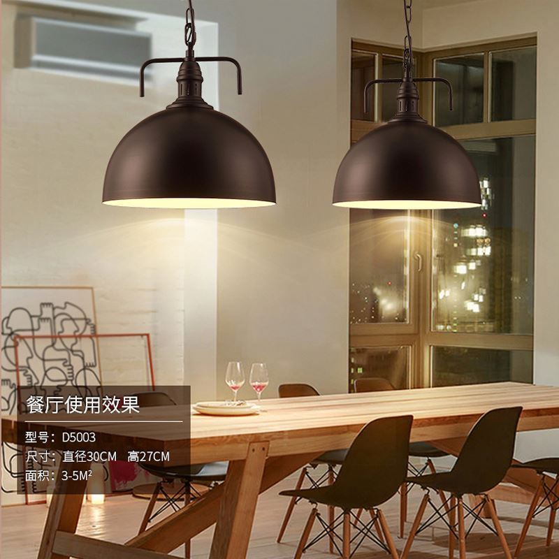 Loft Retro Industrial pendant lights Semicircle Creative Coffee Shop Bar Table Single Head Wrought Iron net Pot Lid Chandelier