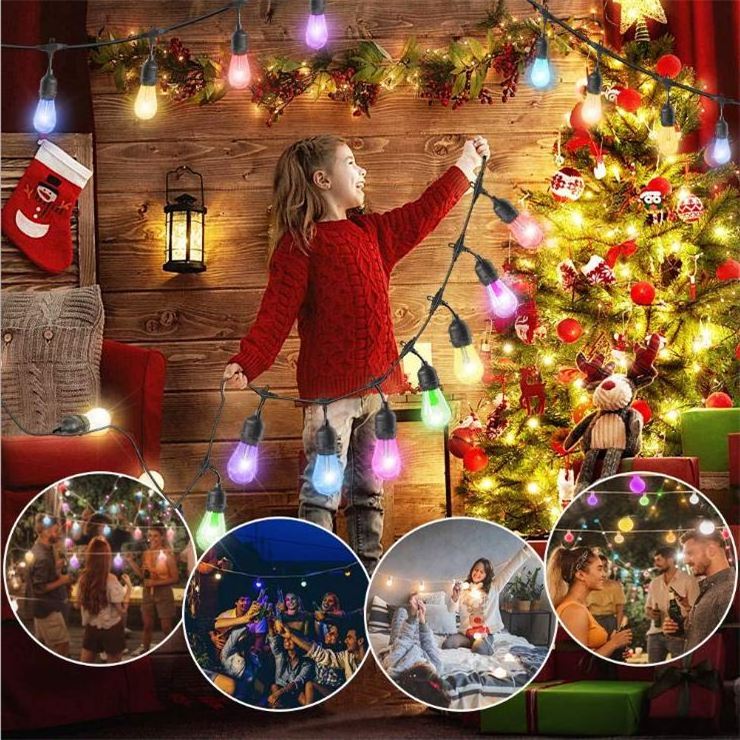 Waterproof Christmas lights string d24 c9 c7 Holiday outdoor decoration smart pixels bulbs