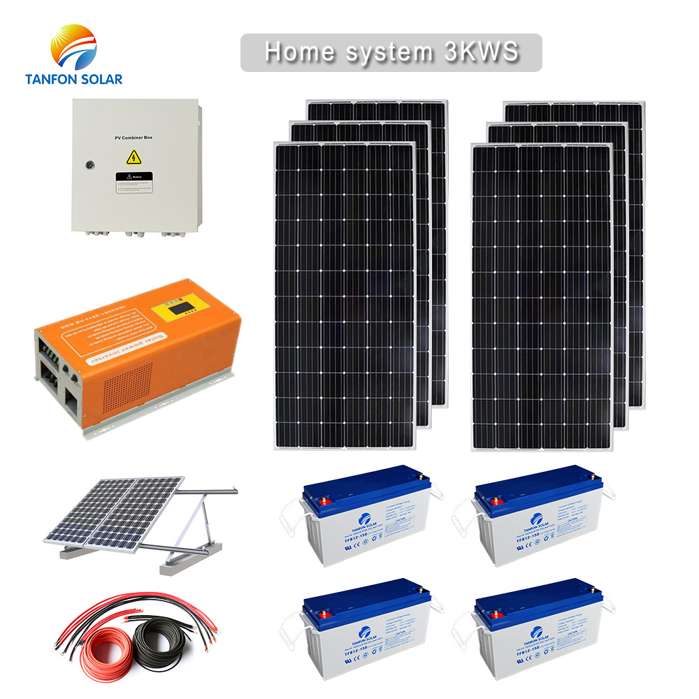 3000watt kits solar power system 24V , 220V home power 1kw generator, high quality solar system set