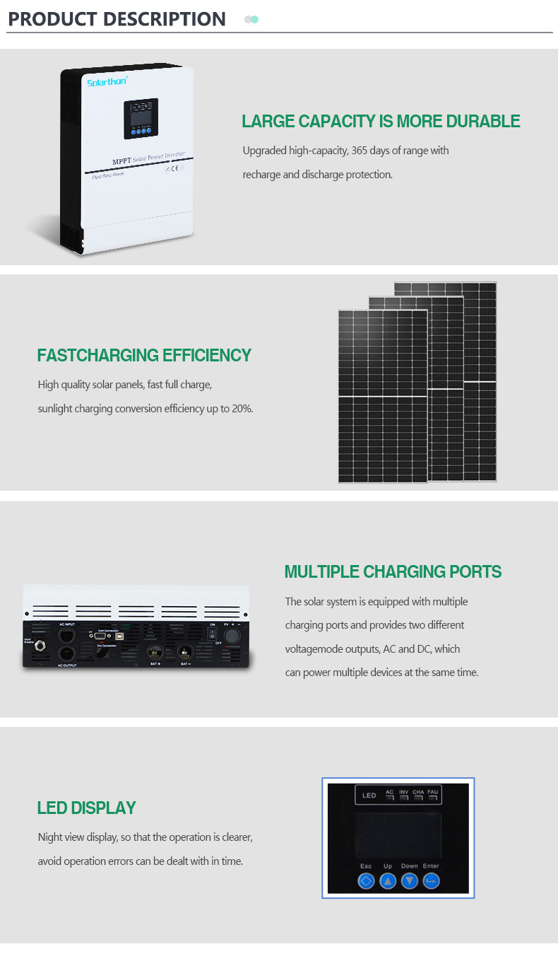 Off Grid Solar power mppt hybrid wind and solar charge controller hybrid solar inverter for home solar Panel system