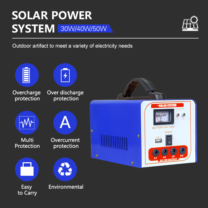 Solarthon Lead Acid Battery 30W 40W 40W Solar Energy System For Home Outdoor Solar Lighting System  5kw solar power generation