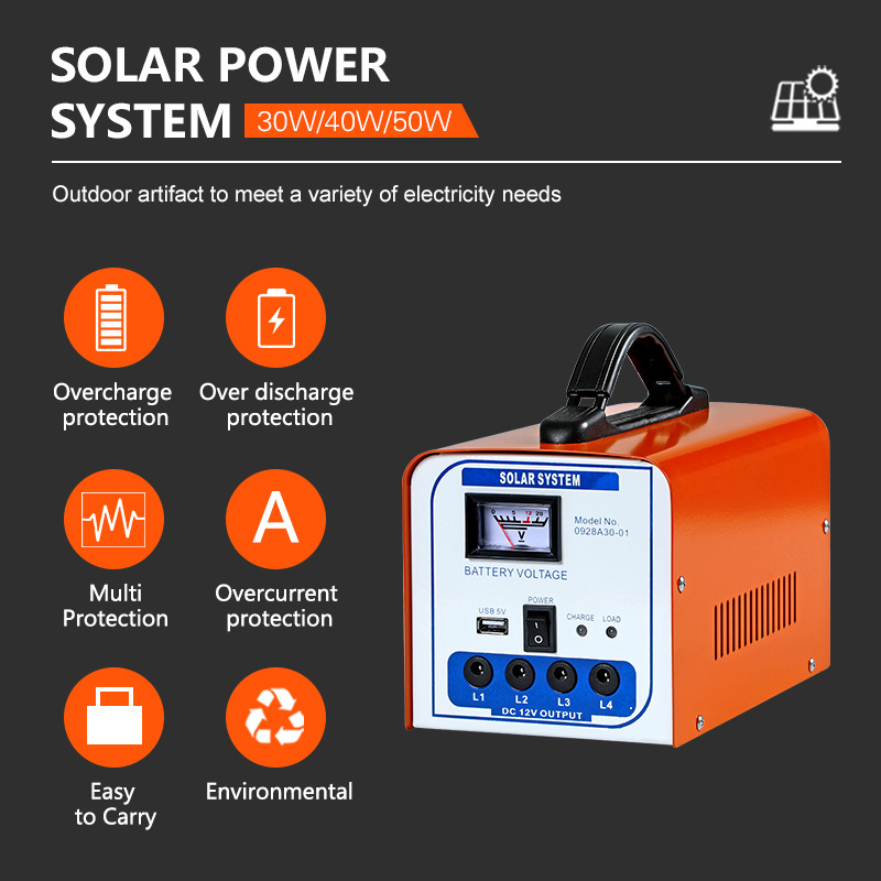 Factory Wholesale Custom Home Solar Power Lighting System 30w 40w 50w Solar Kit off Grid Solar Power Station