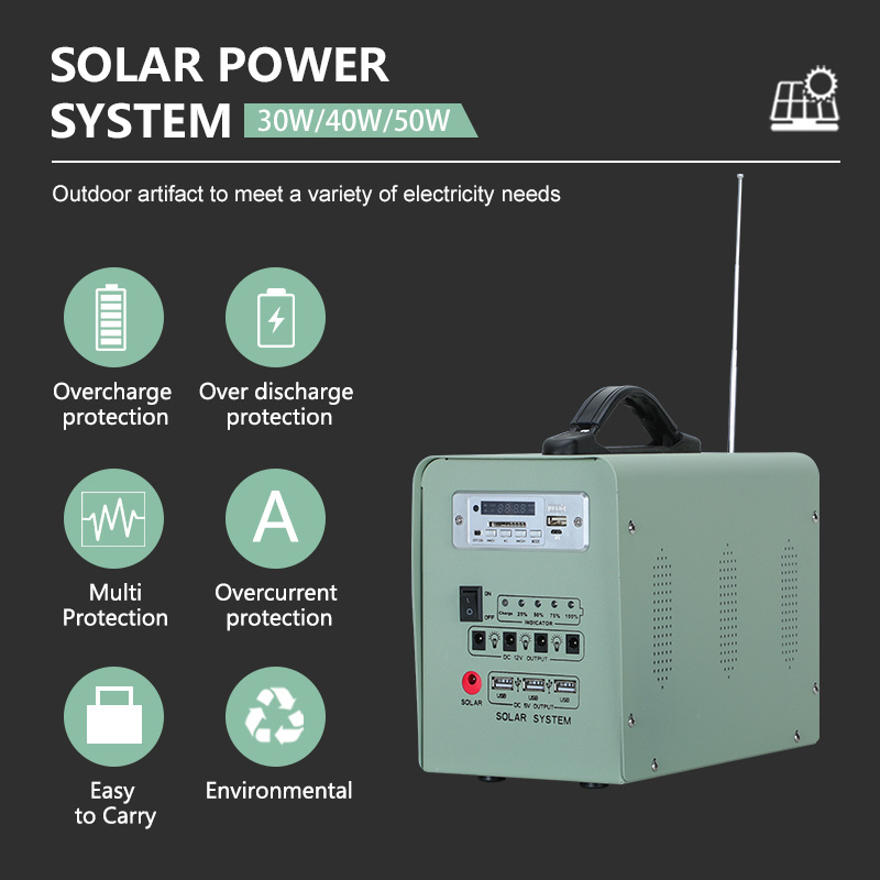 Solar Power Station Radio Lighting Generator Home Portable Solar Power Energy System  For Camping Use