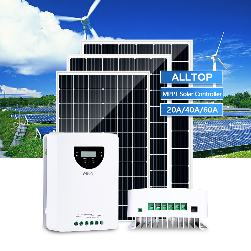 China wind LCD MPPT Solar Charge Controller 20A 40A 60A Solar Panel 12V 24V 100% Efficiency Solar Charde Controller