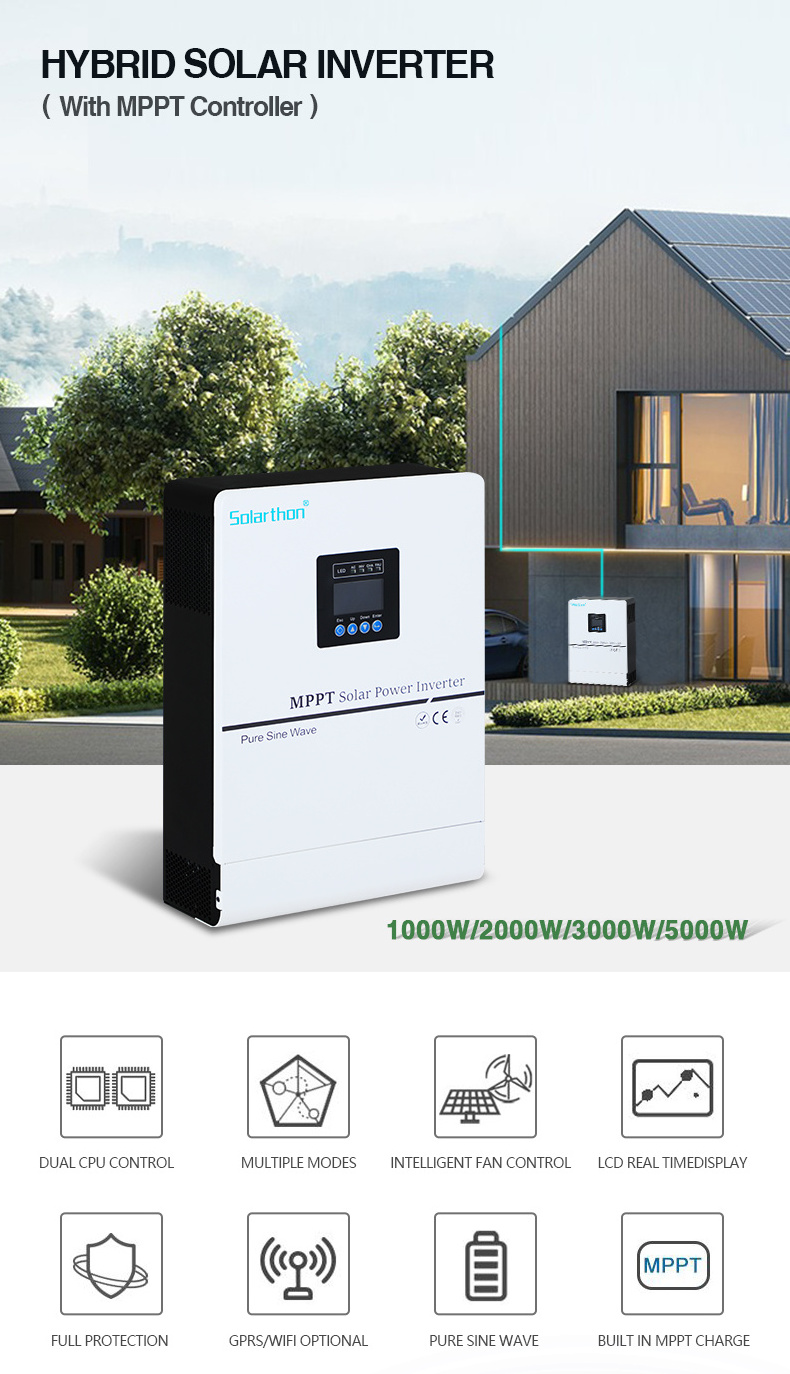 Off Grid Solar power mppt hybrid wind and solar charge controller hybrid solar inverter for home solar Panel system