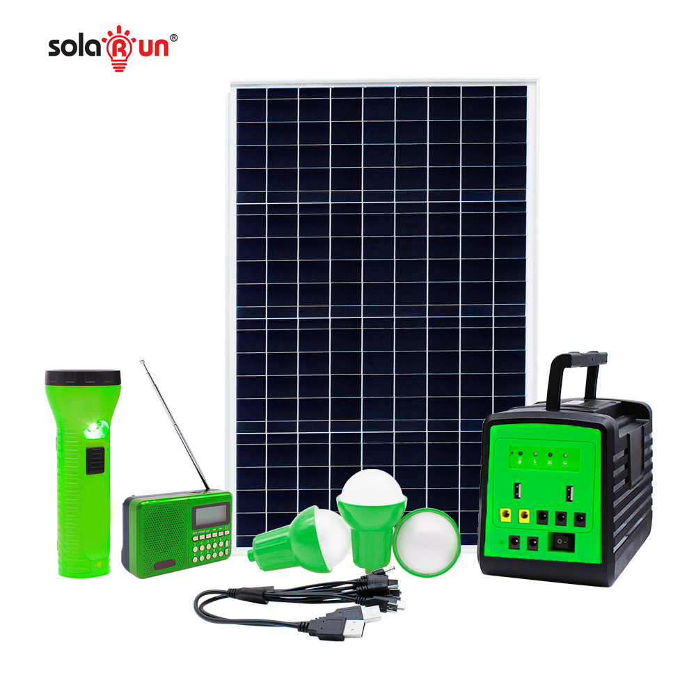 Solar Energy Generator For Africa Rural Off Grid Area Indoor Mobile Solar Power Home 40w 50w Dc 12v Lifepo4  Solar Fan Lighting