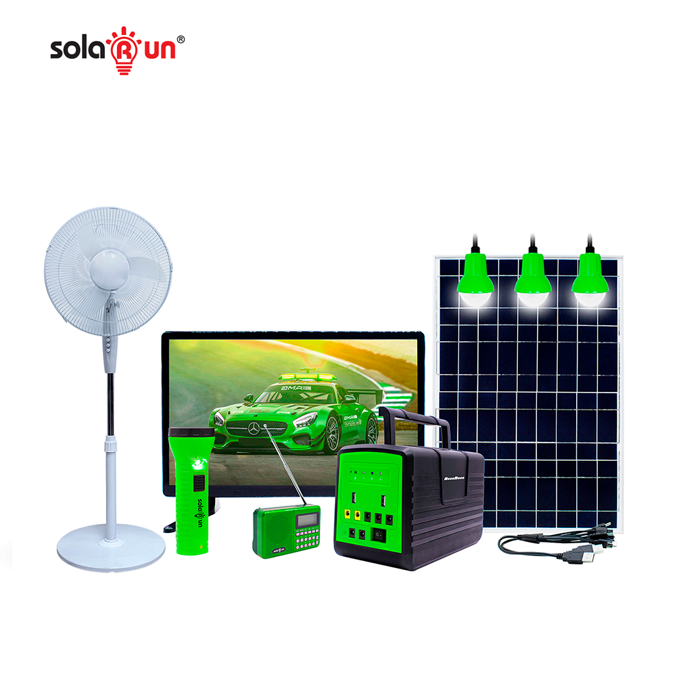 Solar Energy Generator For Africa Rural Off Grid Area Indoor Mobile Solar Power Home 40w 50w Dc 12v Lifepo4  Solar Fan Lighting