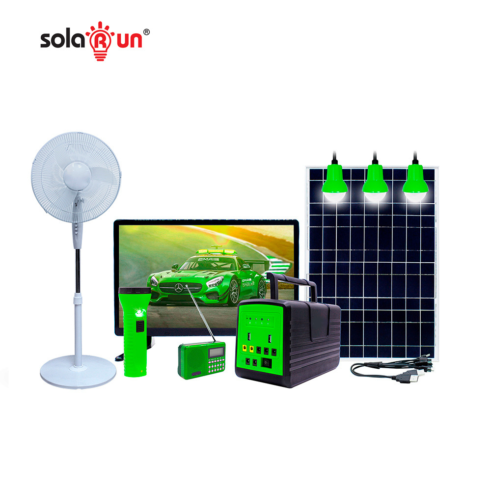 Solar Energy Generator For Africa Rural Off Grid Area Indoor Mobile Solar Power Home 40w 50w Dc 12v Lifepo4  Solar Fan Lighting