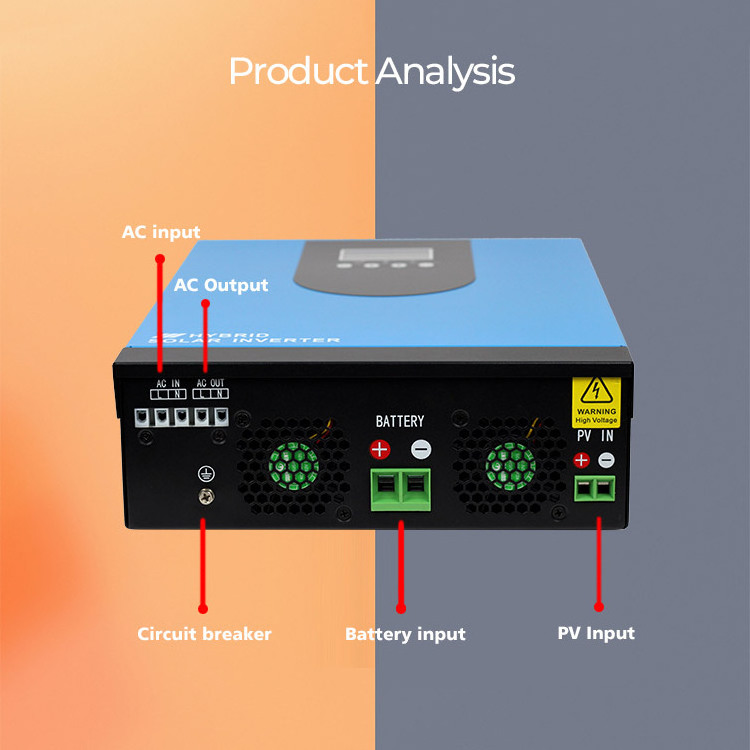 High efficiency 230v ac 24v dc 3000watt 3kva 3kw pure sine wave hybrid solar power inverter 3000w