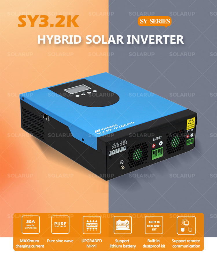 High efficiency 230v ac 24v dc 3000watt 3kva 3kw pure sine wave hybrid solar power inverter 3000w