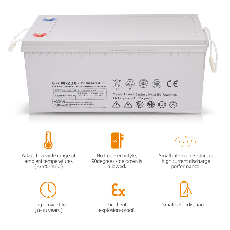 OEM rechargeable sealed gel valve regulated 12v 100ah 200ah gel lead acid battery battry solar