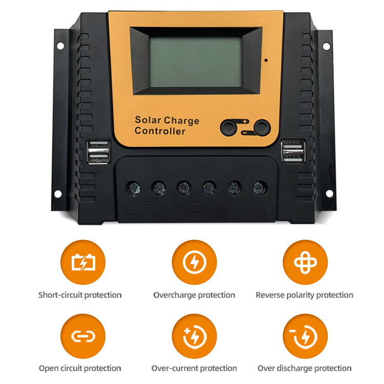 High power 12v 24v 36v 48v 10a 20a 30a 40a 50a 60a 80a lithium battery mini pwm solar charger controller