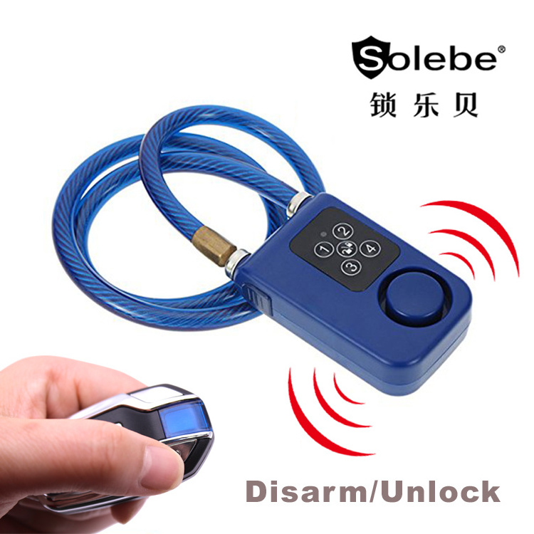 security home motorcycle steel cable padlock with 110db alarm bicycle lock combination wire lock cable