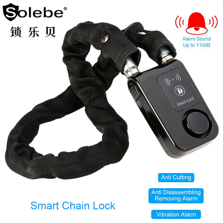 customized mountain bike motorcycle chain alarm padlocks with siren vibration  smart lock