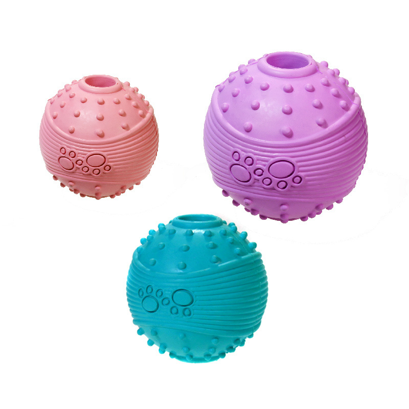 499 MOQ  Customizable Colors Pet Chew Toys Blue Orange Ball Rubber Dog Toy treat spiky ball toys for puppy