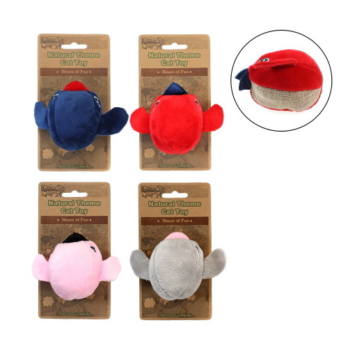 Natural Eco-friendly Hemp Material Mouse Fish Cute Animals Soft Stuffed Plush Scratching Chasing Fabric Cat Toys