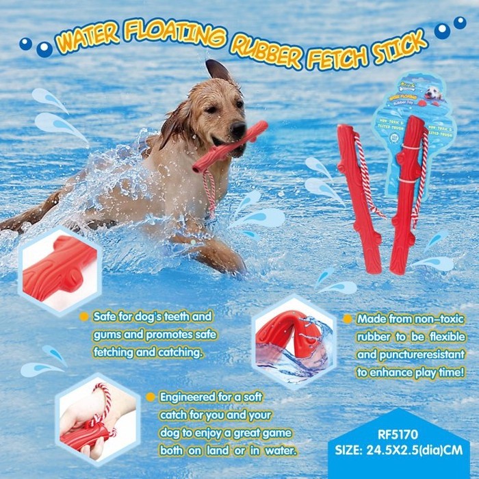 Interactive Dog Chew Toy Outdoor Safety Rubber Water Dog Floating Toy Rubber Flying Disc And Chew Stick