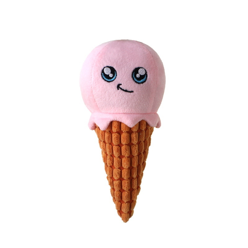 New Arrival Funny Food Style Pet Toy Ice Cream Birthday Cake Chicken Leg Sounding Squeaky Inside Chew Playing Plush Dog Toys