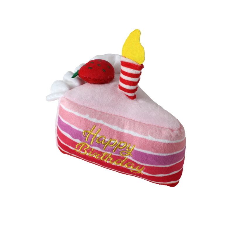 New Arrival Funny Food Style Pet Toy Ice Cream Birthday Cake Chicken Leg Sounding Squeaky Inside Chew Playing Plush Dog Toys