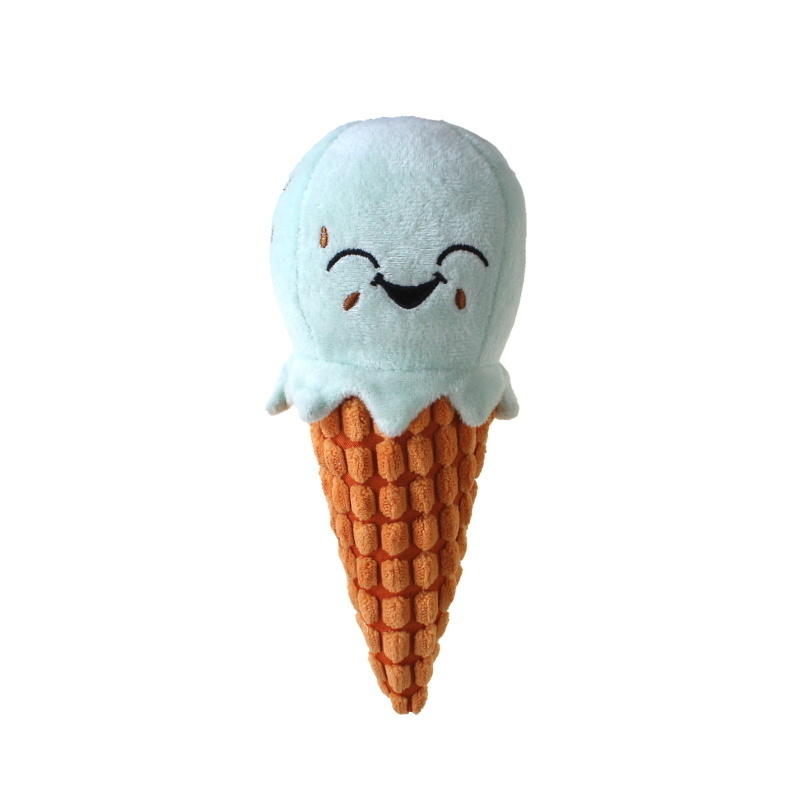 New Arrival Funny Food Style Pet Toy Ice Cream Birthday Cake Chicken Leg Sounding Squeaky Inside Chew Playing Plush Dog Toys