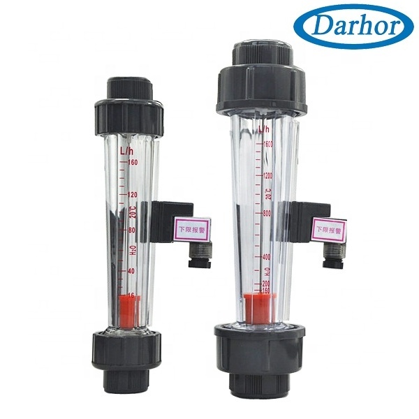 LZS Plastic tube type rotameter water flowmeter 1-10 M3/H with alarm water flow switch