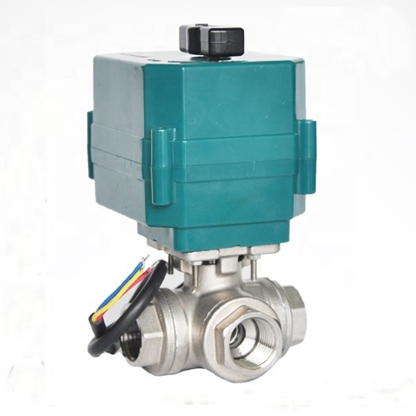 DC12V 24V stainless steel brass 3 way 2 way mini electric motorized ball valve