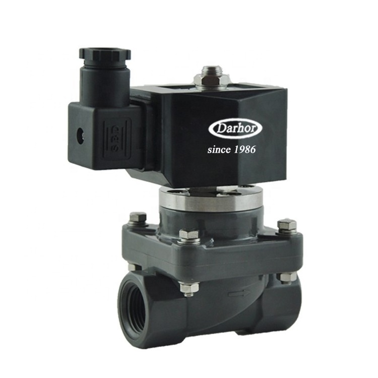 DN32 DN40 CPVC UPVC acid resistant anti corrosive Solenoid Valve 12VDC sulphuric acid flange solenoid valve Seawater