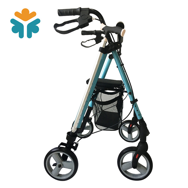 Mobility Aluminum Foldable Adult Drive Medical Four Wheel Walker Rollator