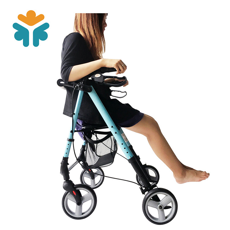 Mobility Aluminum Foldable Adult Drive Medical Four Wheel Walker Rollator