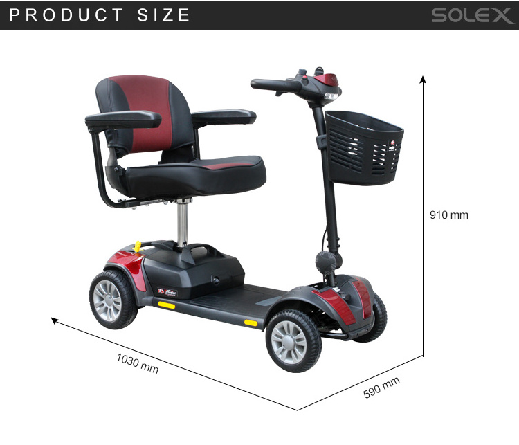 Custom Adjustable Speed Four Wheels Electric Mobility Scooter For Elders