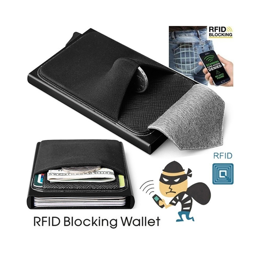 Slim RFID Credit Card Cover Automatic Pop-up Bank ID Card Box Smart Quick Women Wallet Mini Card Holder Package