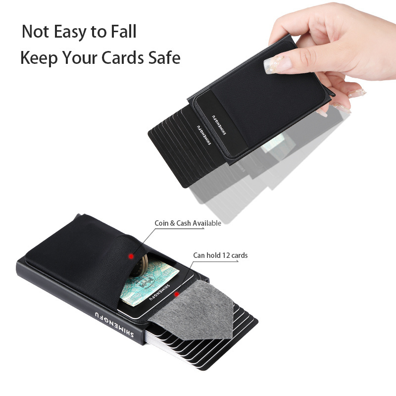 Automatic Pop-up Slim RFID Credit Card Cover Bank ID Card Box Smart Quick Women Wallet Mini Package Card Holder