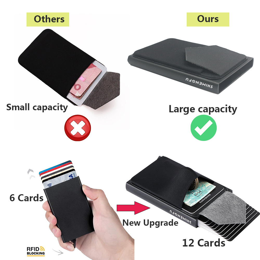 Pop-up Slim RFID Credit Card Cover Bank ID Card Box Smart Quick Women Wallet Mini Package Protector Card Holder