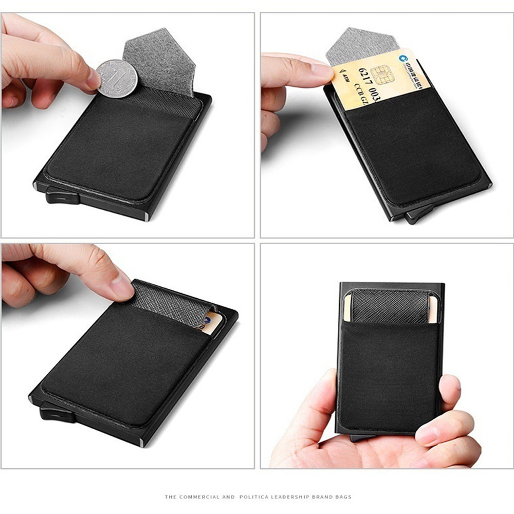 Pop-up Slim RFID Credit Card Cover Bank ID Card Box Smart Quick Women Wallet Mini Package Protector Card Holder