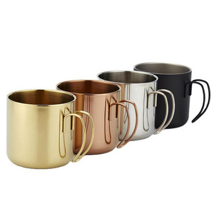 Solhui Stainless steel 304 mug Gold copper double wall coffee cup for camp