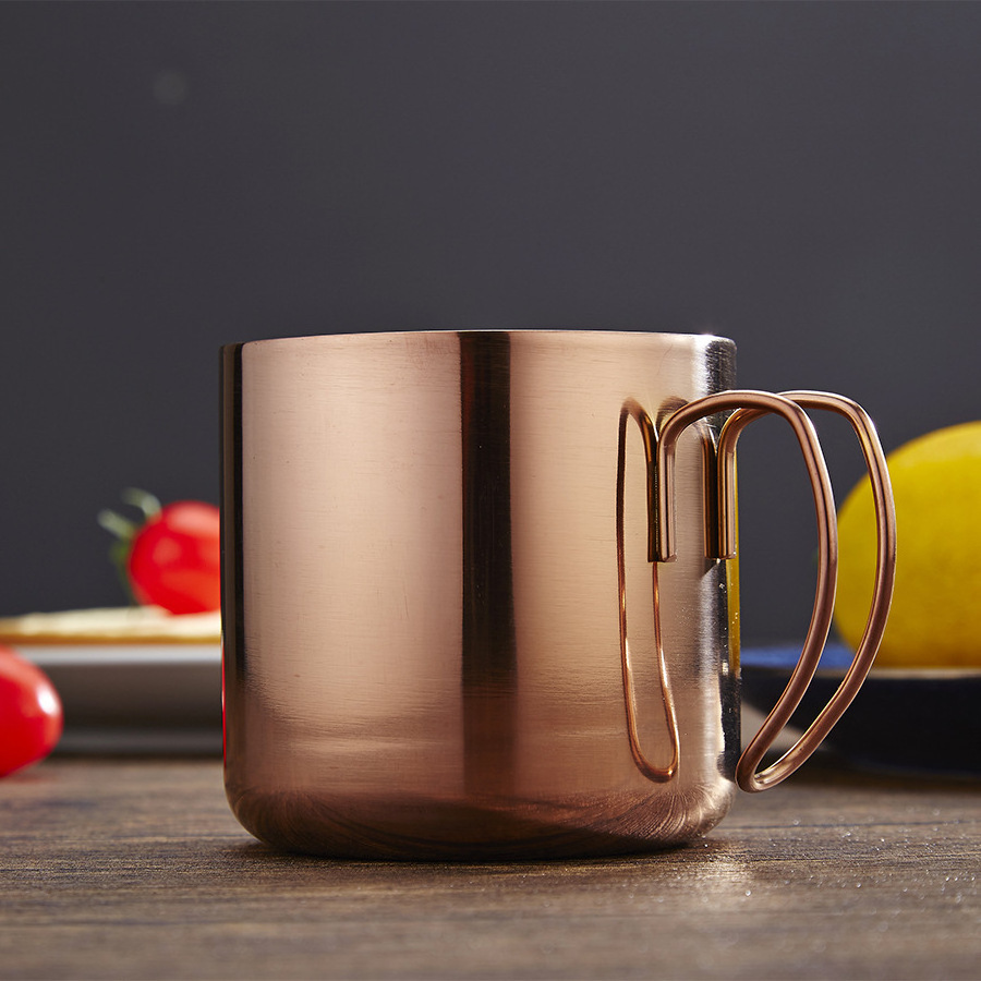 Solhui Stainless steel 304 mug Gold copper double wall coffee cup for camp