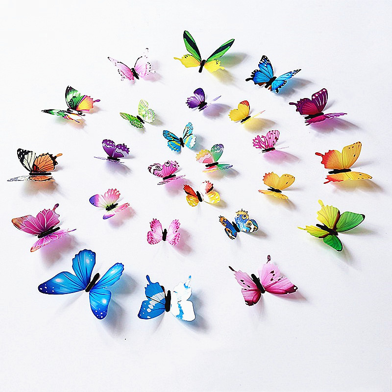 Solhui 12PCS PVC 3D Butterfly Wall Decor Wall Art Decals Room Decoration Butterflies Stickers