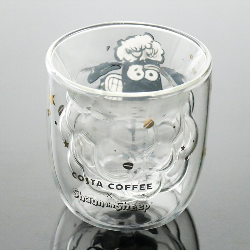 Solhui High Borosilicate Glass Cute Clear Sheep Cartoon Double Wall Glass Milk Cup Glass Coffee Cup