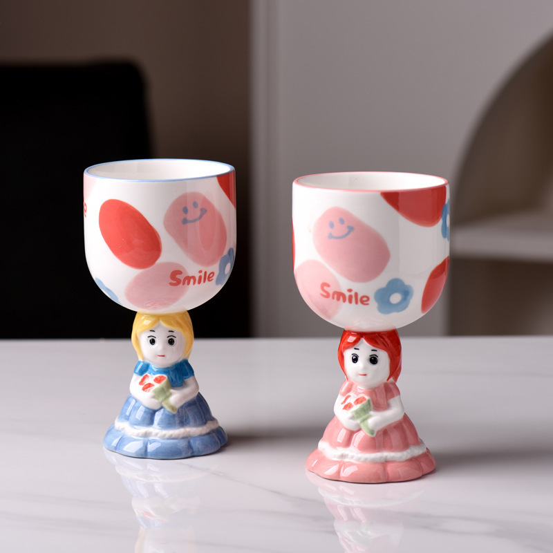 Three-dimensional cartoon princess goblet cute hand painted underglaze mug